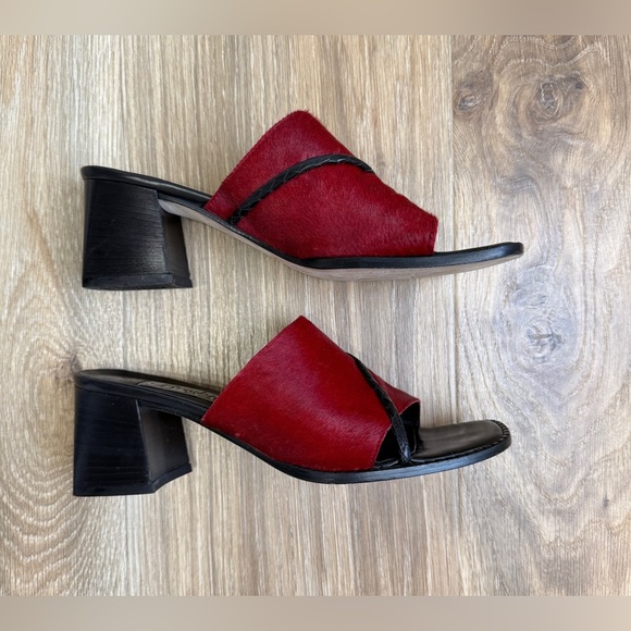 Brighton Tilly Rare Red Cowhide Mules Italian Made Size 8.5 EUC - Picture 5 of 5